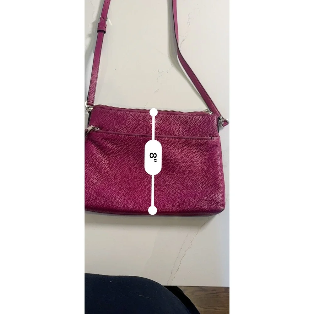 Kate Spade Magenta Pebbled Leather Crossbody Bag Silver Hardware Zip Pocket